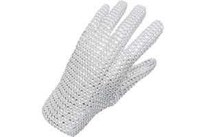 BOMJJOR Rhinestone Glove for Adult Men Glove Fans Punk Gloves Gift Collection, White, Right Glove