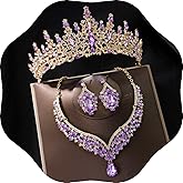 Kamirola Tiaras and Crowns for Women,Tiaras Earrings Necklace, Crystal Bridal Jewelry Set, Costume Party Halloween Prom Pageant Jewelry for Women (TR28)