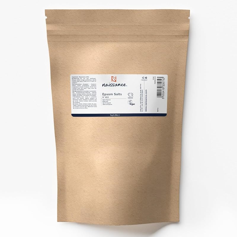 Naissance Epsom Salts 1kg 100% Pure Magnesium Sulfate Bath Soak