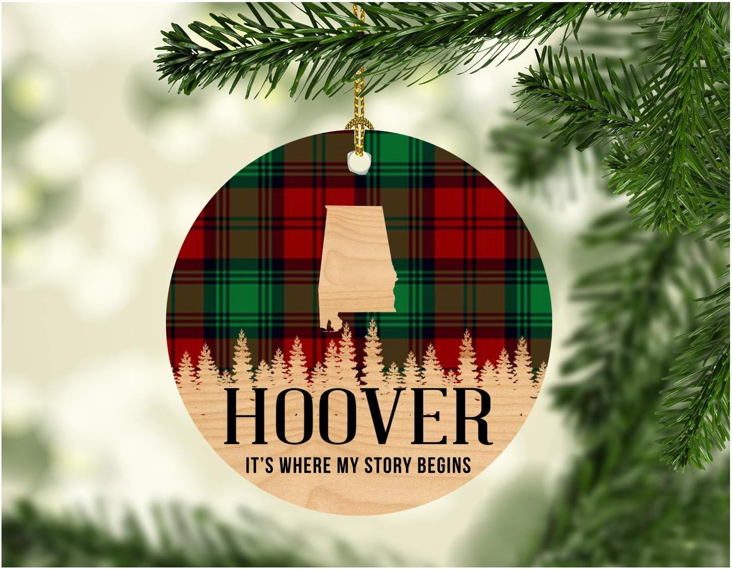 Christmas Decorations Ornaments 2019 Hoover Alabama IT's Where My Story Begin Xmas Present Funny Giff for Family New Home Gift Xmas Tree Decoration 3" Flat Holiday Keepsake