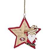 FOCO NFL San Francisco 49ers Wooden Star Ornament with Gnome – Officially Licensed Holiday Decoration