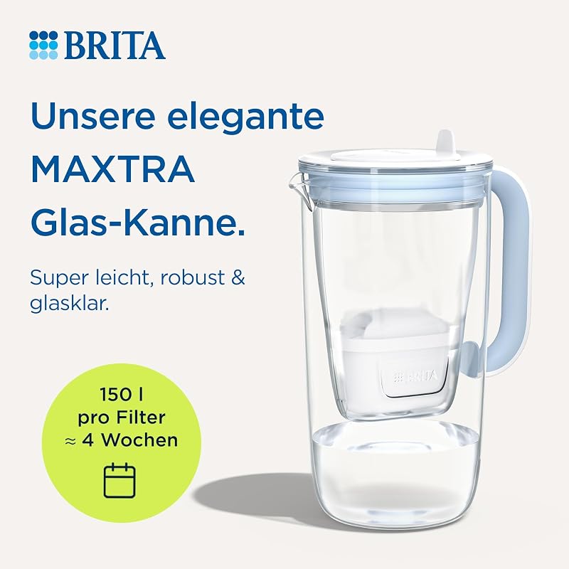 MAXTRA Glas-Wasserfilter-Kanne, 1x Pure Performance Kartusche