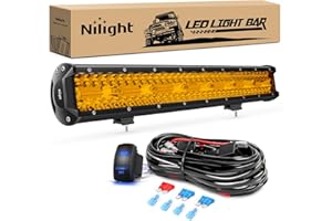 Nilight 20 Inch 420W LED Light Bar Amber Triple Row Flood Spot Combo Driving Boat Led Off Road Lights with 16AWG Wiring Harne