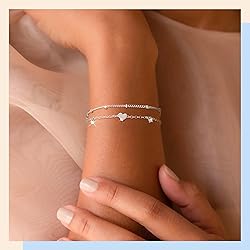 Poxtex Heart Bracelets for Women, 925 Sterling