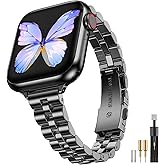 MioHHR Thin Metal Bands Compatible with Apple Watch Band Ultra3/2/1 Series 11 10 9 8 7 6 5 4 3 2 1 SE3/2/1,Slim Narrow Stainless Steel Strap for Women iWatch 49mm 46mm 45mm 44mm 42mm 41mm 40mm 38mm