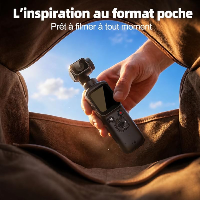Camera Vlog 4K avec Suivi du Visage, Objectif Rotatif à 180°, Caméra de Corps avec WiFi pour Vélo, Voyage