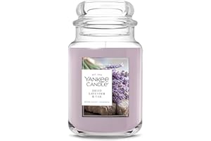Yankee Candle Dried Lavender & Oak, Scented Candle, 22oz Large Jar with up to 150 Hour Burn Time, Giftable, Birthdays