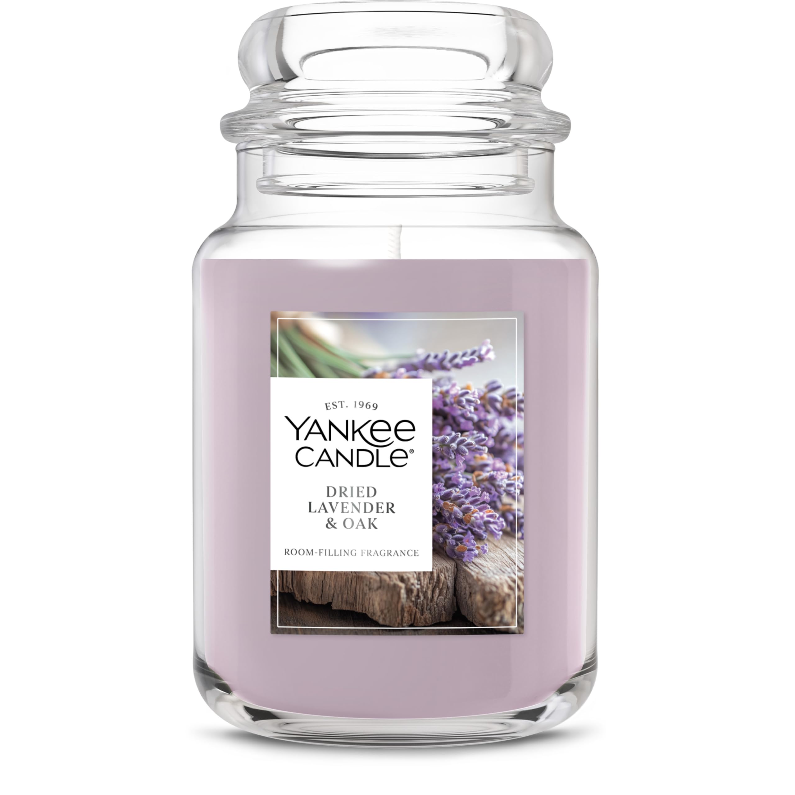 Photo 1 of Yankee Candle Large Jar Scented Candle with up to 150 Hour Burn Time, Premium Plant Wax Blend for Consistent Burn, 22 oz Jar Candle with Room Filling Fragrance, Dried Lavender & Oak