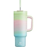 ENCOOL 40 oz Tumbler with Handle and Straw: Stainless Steel Insulated Tumbler Keeps Cold for 24 Hours, Leakproof Travel Cup Fits in Cup Holder and BPA-Free, Fairy