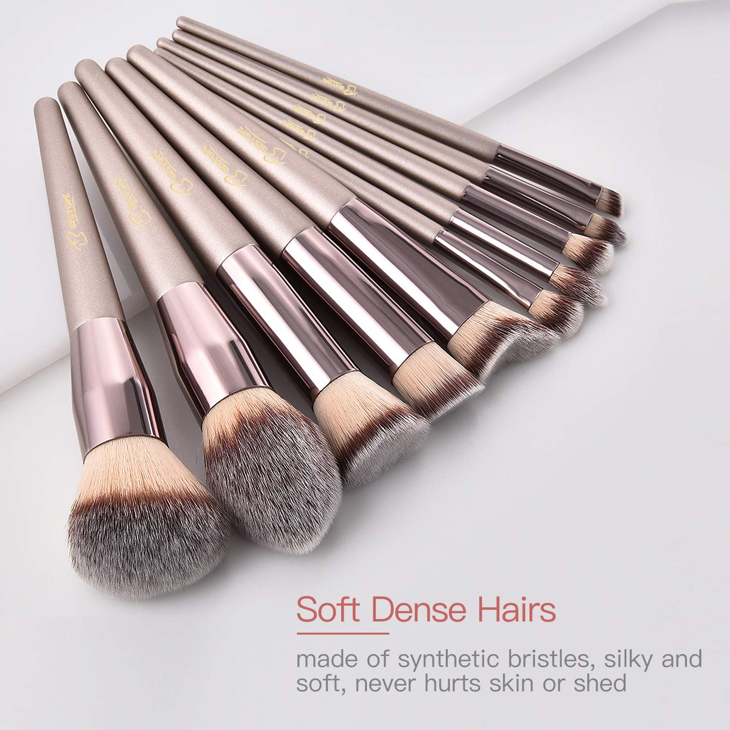 BESTOPE 20 PCs Makeup Brushes Premium Synthetic Contour Concealers Foundation Powder Eye Shadows Makeup Brushes with Champagne Gold Conical Handle: Beauty