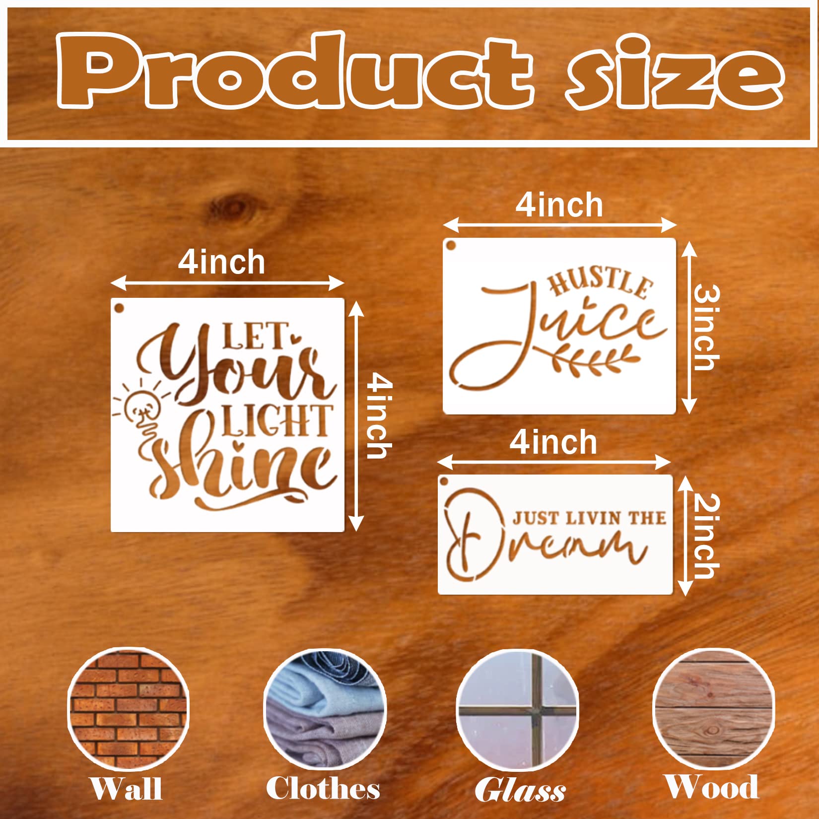 Word Stencils for Painting On Wood Sign Canvas Fabric, Reusable Welcome Farmhouse Burning Inspirational Art Craft Paint Stencil for Shirt Family Furniture Wall Card Making (20 Word 4in)