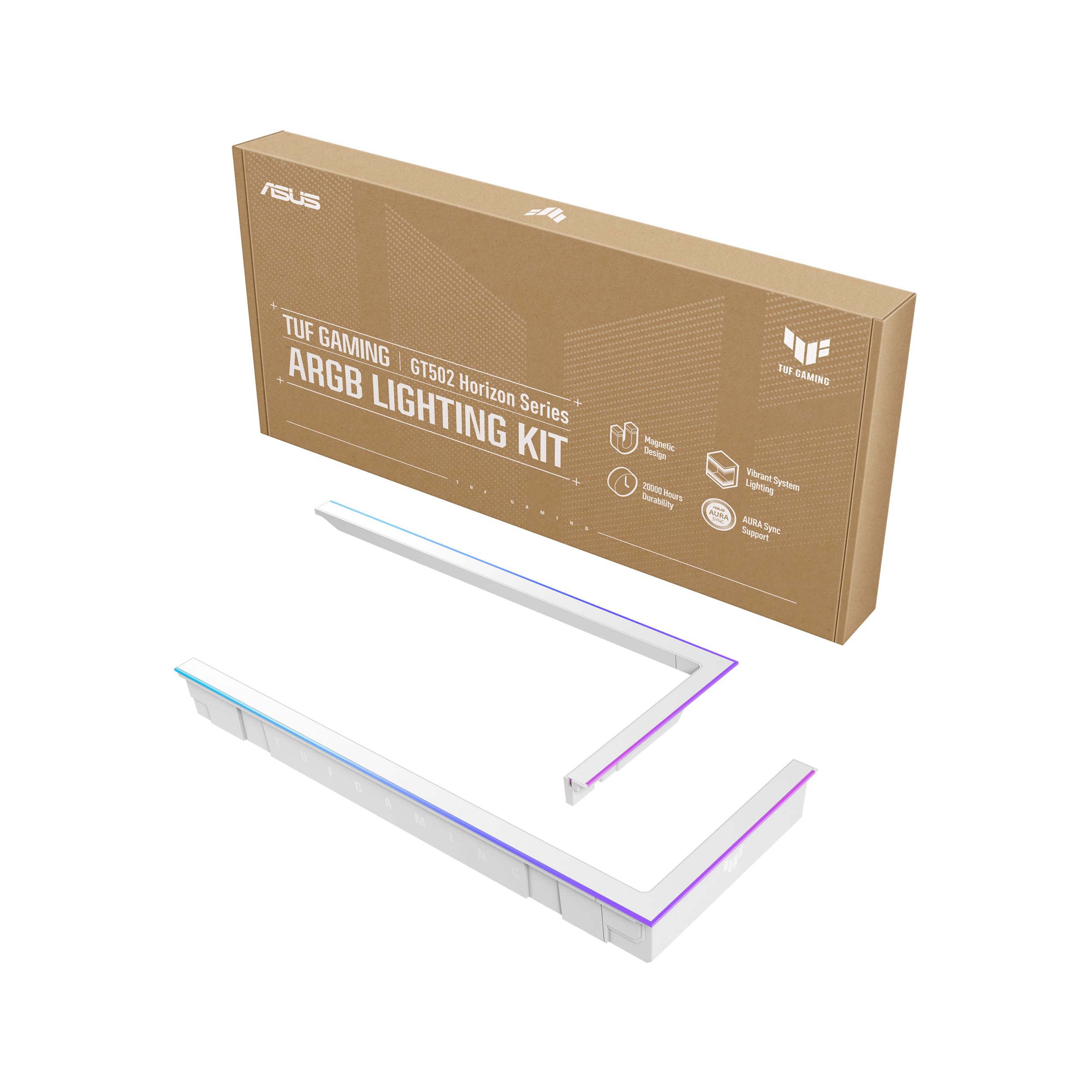 Photo 1 of ASUS TUF Gaming ARGB Lighting Kit for GT502 Horizon Series (White) 2X Outer Edge ARGB Frame, Vibrant System Lighting, Easy Installation Magnetic Design, Aura Sync