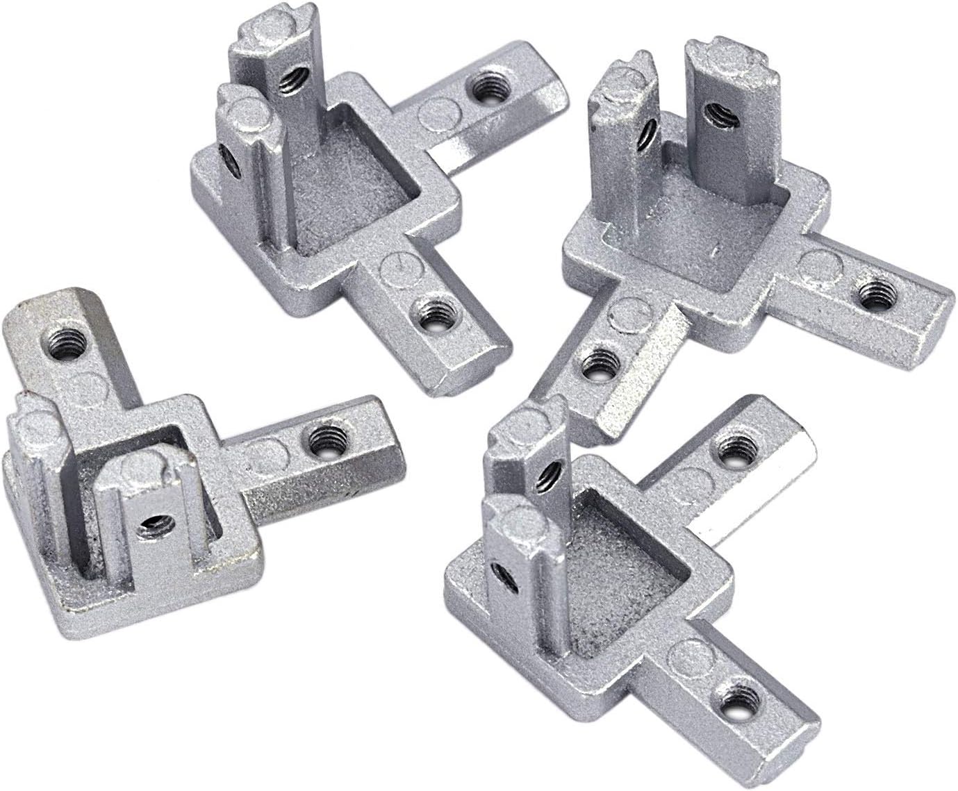 REFURBISHHOUSE 3-Way End Corner Bracket Connector for T Slot Aluminum Extrusion Profile 2020 Series (Pack of 4, with Screws)
