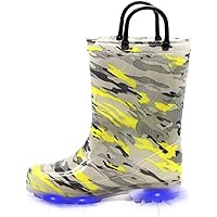 EUXTERPA Toddler-Kids Waterproof Light Up Rain Boots Patterns and Glitter Back to School Boots with Handles for Boys and…
