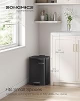 SONGMICS 20 L Steel Pedal Bin with Inner Bucket Soft Close Ink Black LTB592B02 view 3
