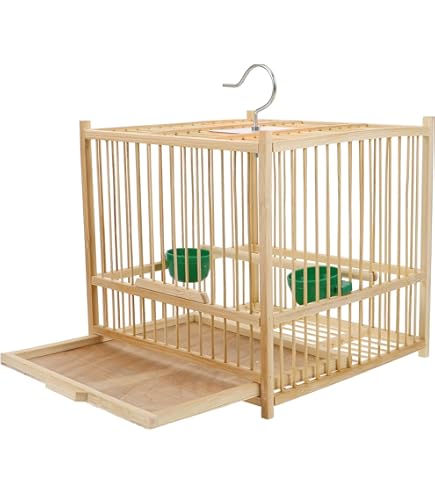 Amazon.com: OFFSCH 木製鳥籠附多功能懸掛鳥籠適用於小型動物木材和