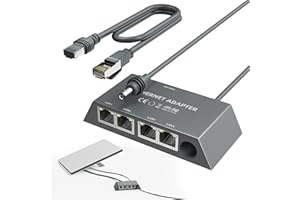DaierTek Ethernet Adapter for Starlink Gen 3/Mini with Cat 5e Rj45 Cable for Starlink Gen 3 Ethernet Adapter 1 to 4 Devices N