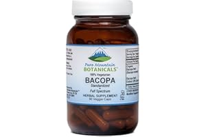 Pure Mountain Botanicals Bacopa Monnieri Capsules - Vegan Caps with Organic Bacopa & Standardized Bacopa Extract Supplement