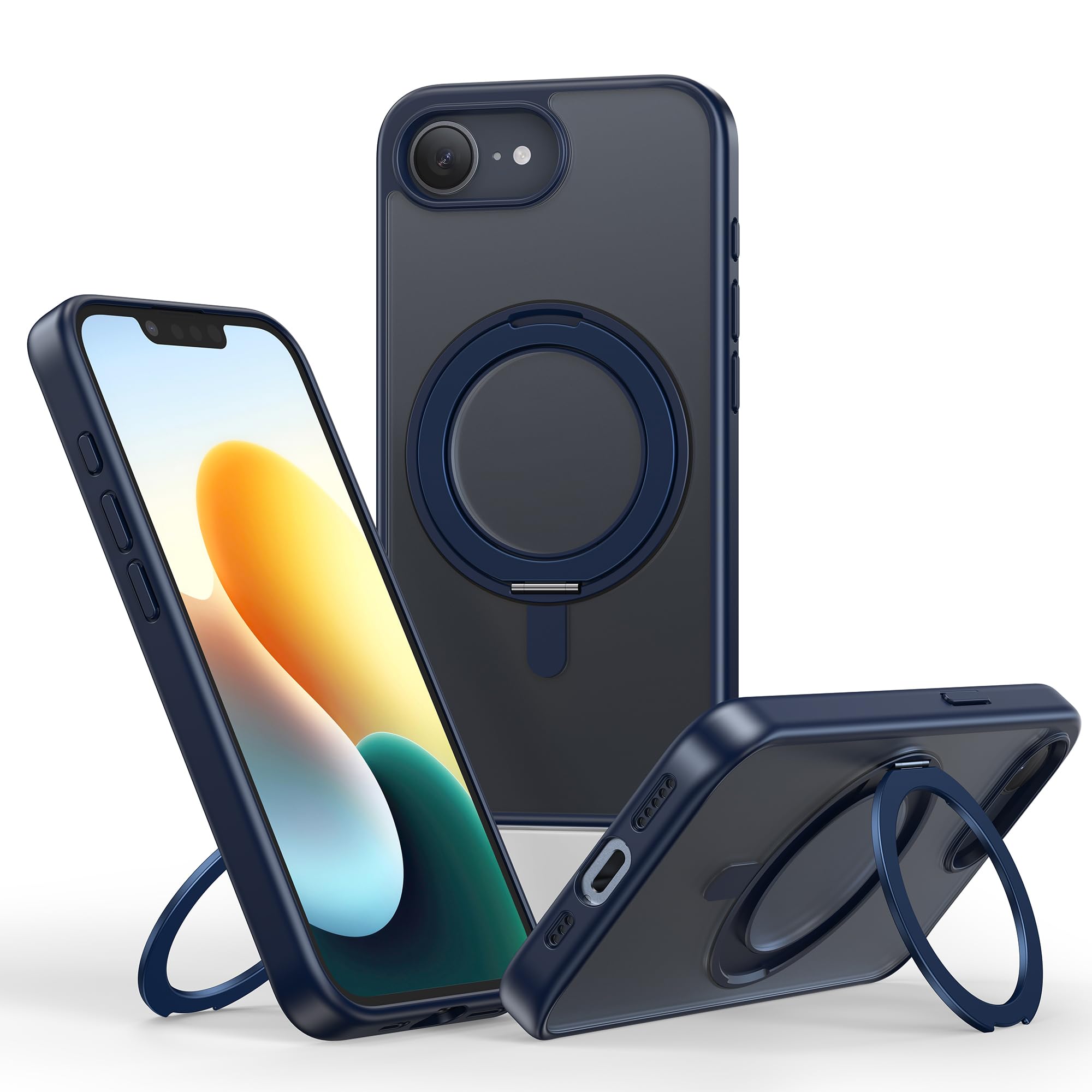 NIMASO for iPhone 17e/16e with 360 Rotatable Ring Stand, Compatible with MagSafe Shockproof Military-Grade Protection,Slim Anti-Scratch Magnetic 17e Case 6.1 inch, Blue