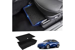 Octomo Under Seat Storage for Tesla Y - Under Seat Organizer with Lid for 2023-2020 Tesla Model Y Accessories, Felt Texture Hidden Storage Bin Box Trays