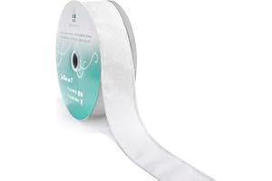 CT CRAFT LLC Glitter Wired Ribbon 1.5" x 20 Yards White for Christmas Home Decor Bow Gift Wrapping DIY Crafts Wreath