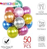 HYKJNBW Metallic Balloon 50 Pack 12 inch Multicoloured Rainbow Balloons view 3