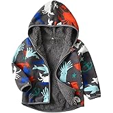 PINU Fashion Cool Print Fleece Hooded Jacket for Toddlers Kids Unisex Winter Autumn Spring Warm Cartoon Outerwear
