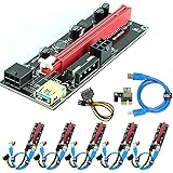 Ubit 6 Pack PCI-E Riser Express Cable 16X to 1X (Dual-6pin / MOLEX) with Led Graphics Extension Ethereum ETH Mining Powered R