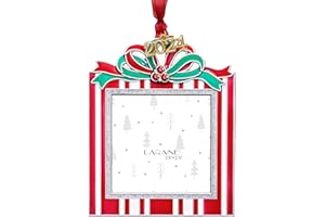 Laraine Christmas Tree Ornaments – Decorative Hanging 2024 Holiday Keepsake Gift Square Pendant with 2.5” Photo Frame Insert for Picture of Pet (Square Red (2024))