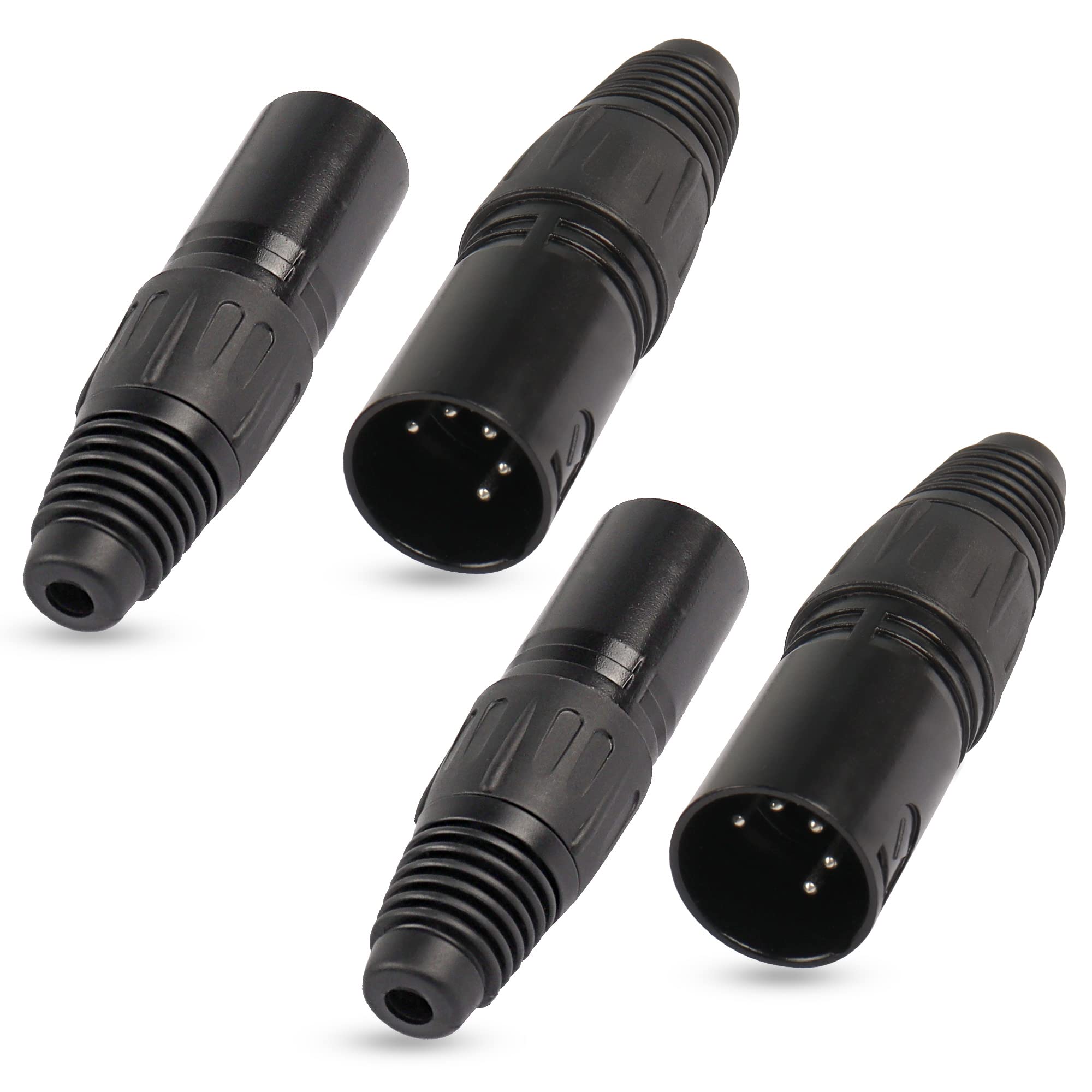 XMSJSIY 5 Pin XLR Male Plugs Connectors, 5Pin Plug Solder Type Audio Mic Microphone Connector, Cable Ends Replacement M-Plug Audio Socket - 4PCS