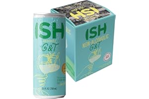 ISH G&T, Non Alcoholic Gin and Tonic Canned Cocktail, Award Winning Non-Alcoholic Spirits, Gluten Free, Zero Proof, Mocktail Drinks, Ready to Drink Cans, Mocktails for Party, 4 Pack