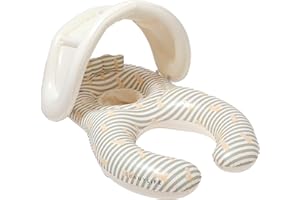 SUNNYLiFE Baby Pool Float with Canopy 24-33lbs - Infant Float with Removable Shade Canopy, Baby Swim Float with Head Rest & Leg Support | Duck Sage Stripe