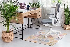 Anji Mountain Rug'd Chairmat Carpet Desk Mat-Jacquard Woven Top, Anti-Slip Backing for Low Pile Carpets & Hard Surfaces - Office Chair Desk Accessories Floor Chair mats, Keukenhof (36 x 48)