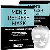 Dapper Peak Hydrating Face Mask for Men | 2pcs Mens Refresh Lightweight Facial Mask with Aloe Vera, Hyaluronic Acid and Vitamin E | Mens Face Mask Skin Care
