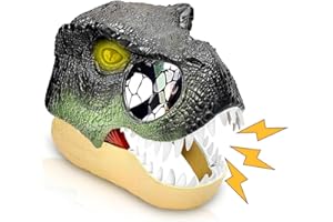 ENVEN Dinosaurs Mask and Claws Set Dino Mask Moving Jaw LED Lighted Eyes and Roaring Sounds T-rex Mask Gift Wrap Package