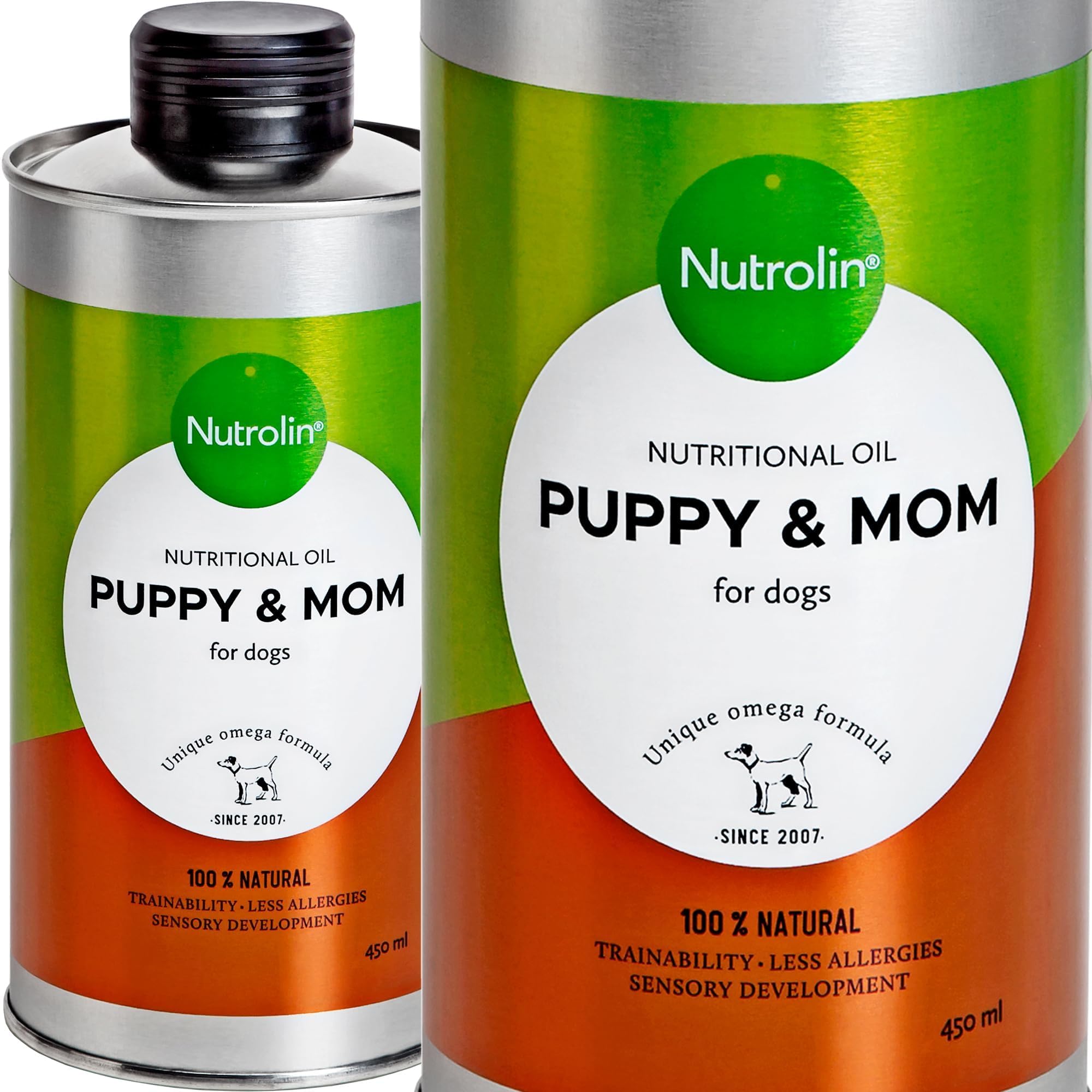 Nutrolin Puppy & Mom Dog Supplement - Supports Mom's Health & Enhances Puppy’s Potential. Improves Learning Ability & The Development Of Senses Including Brain, Eyes and Sense Of Smell 450ml