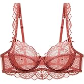 Women's Lace Balconette Bra Underwire Non-Padded Soft Cup Comfort Everyday Bras