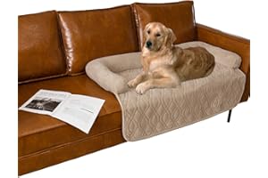 Ameritex Pet Dog Bed Coral Fleece Furniture Cover with Anti-slip Back Suitable for Bed and Sofa Super Soft (Large-46 x30, Beige)