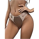 SHENHE Women's Satin Panty Lace Trim Mid Rise Silky Brief Underwear Daily Comfy Brief