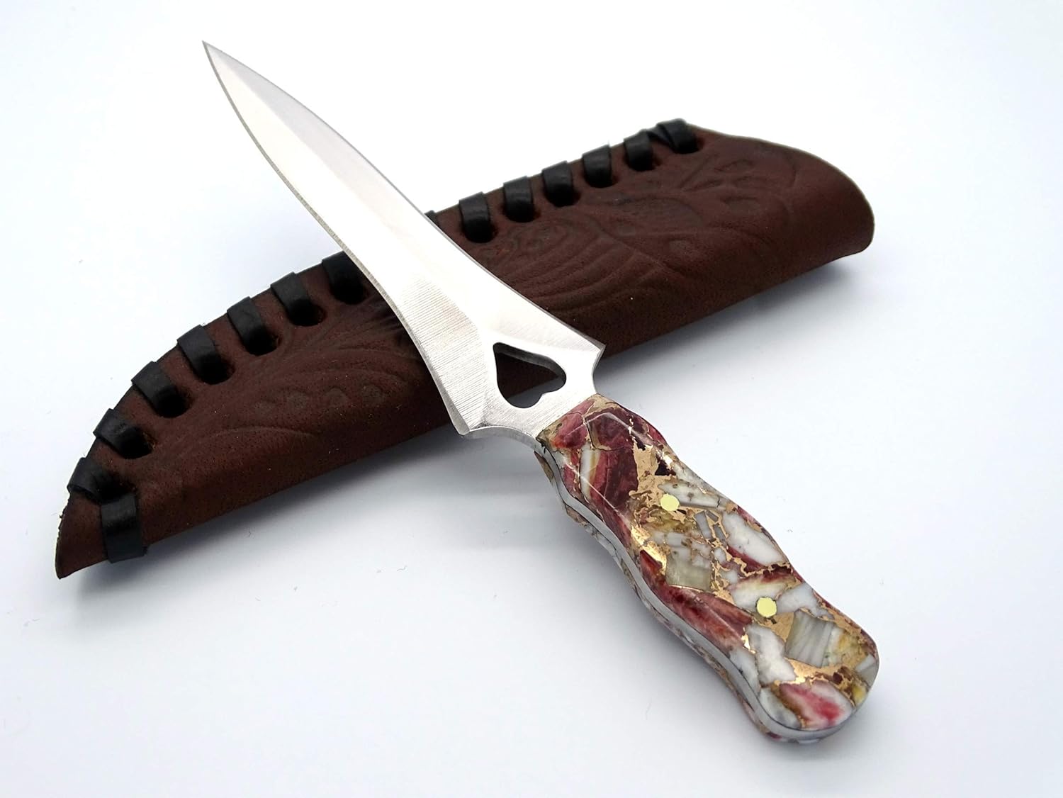 small steel dagger, garter knife unique handle, fixed blade