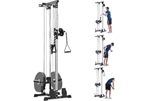 Garvee Wall Mounted LAT Pull Down Machine, 400LBS Capacity Dual Pulley Cable Machine with 20 Adjustable Heights