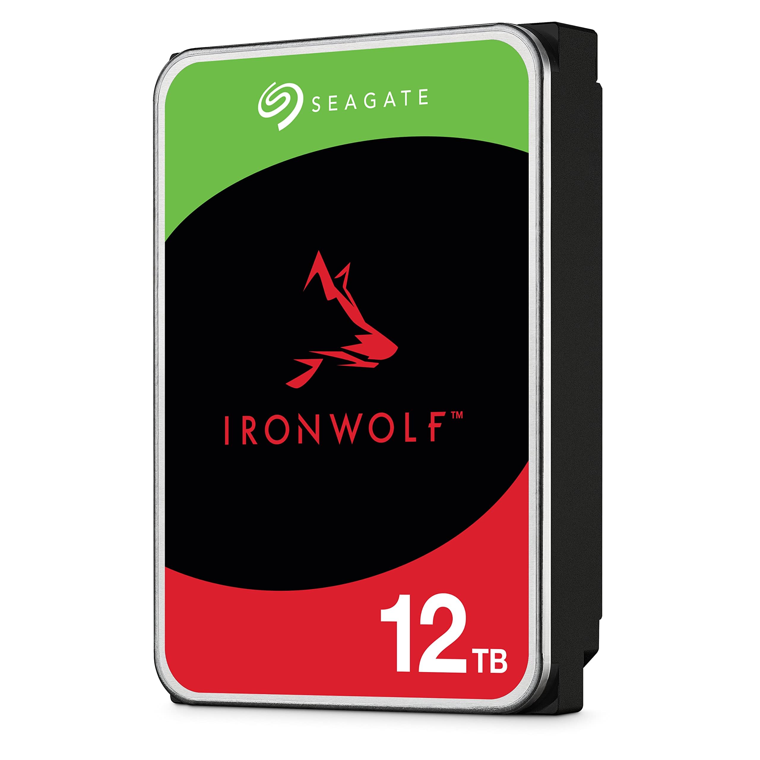 Seagate IronWolf, 12 TB, NAS, Internal Hard Drive, CMR, 3.5 Inch, SATA, 6GB/s, 5,400 RPM, 256MB Cache, for RAID Network Attached Storage, 3 year Rescue Services (ST12000VN0007) — image 1