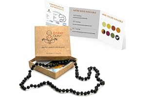 Amber Guru Baltic Amber Necklace for Women and Men (Authentic, Certified) - 21.7 inches - 8 Different Colors - Unisex Amber Jewelry for Adults - Handcrafted Amber Bead Necklace