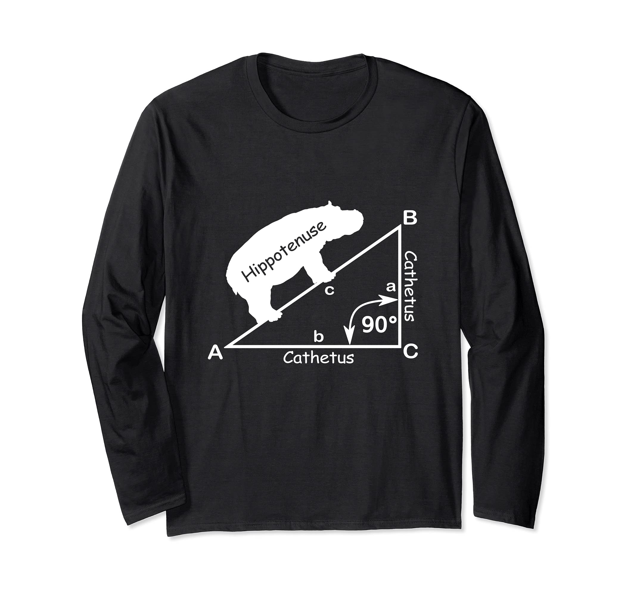 Hippotenuse Hippopotamus Hypotenuse Funny Math Geometry Long Sleeve T-Shirt