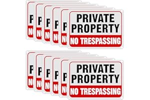 LEIFIDE 12 Pcs No Trespassing Signs Private Property Metal Reflective Aluminum No Trespassing Weatherproof Warning Signs for Property Security Outdoor Yard Home, 7 x 10 Inch(Red, Black, White)