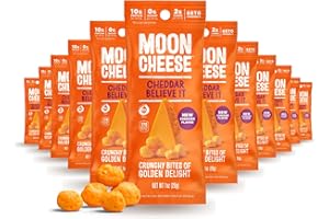 Moon Cheese Cheddar Believe It, 1 Ounce, 12-Pack, Crunchy, Protein-Rich Cheese Snack, Keto Friendly, 100% Real Cheese