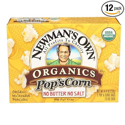 Amazon Com Newman S Own Organics Microwave Popcorn No Butter No