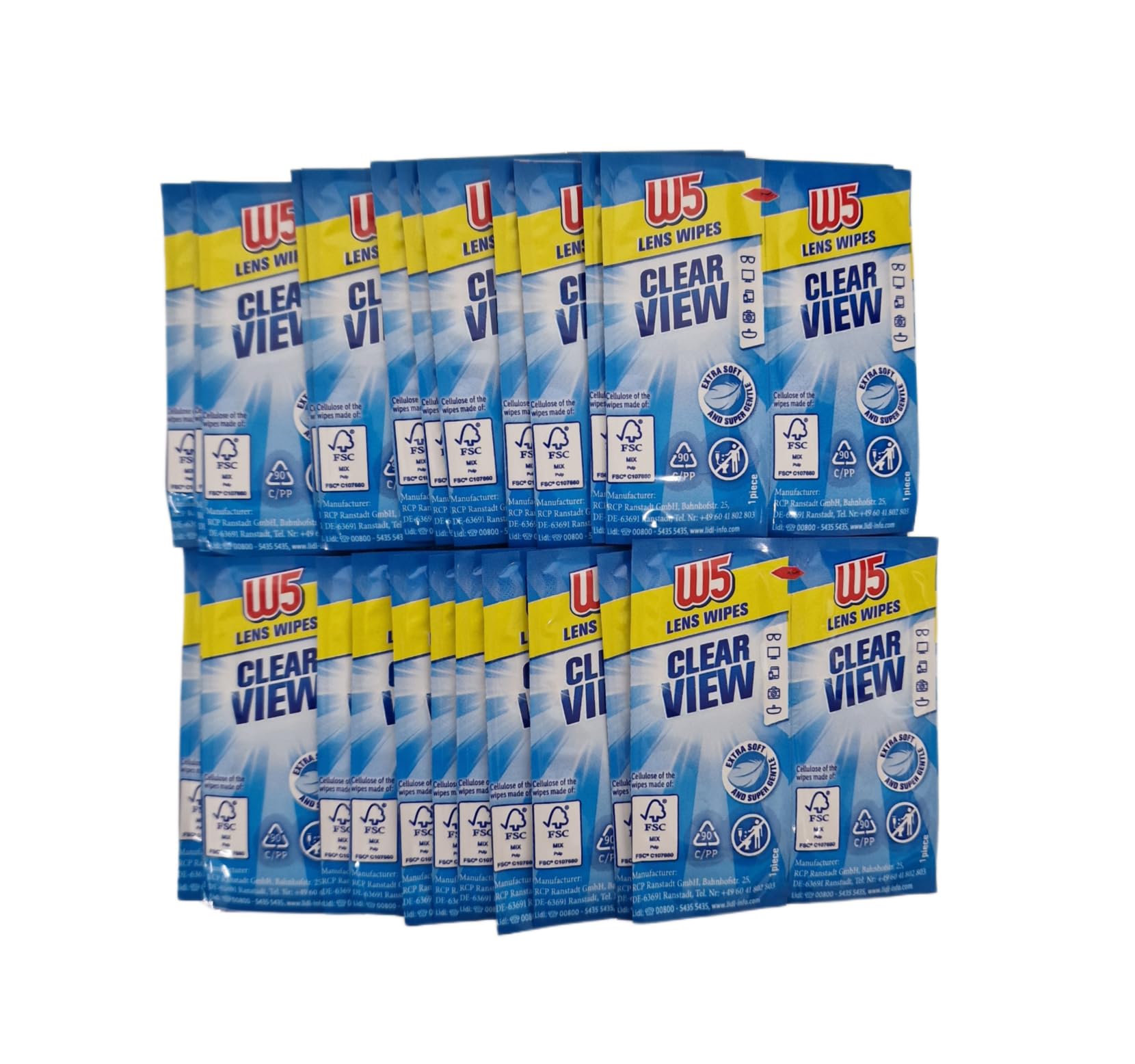 60 Cleaning Wipes W5 Suitable To Clean Glasses, Cameras, Binoculars, Car Mirrors, Helmet Visors, Computer Screens, Televisions, Mobile Phones Iphone Android