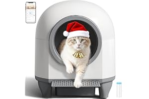 WARCAT Self Cleaning Litter Box Automatic, 90 L Automatic Cat Litter Box for Multiple Cats APP-Controlled with Smart Sensors, Safety Protection,Mat,1 Roll Garbage Bag (Gray)