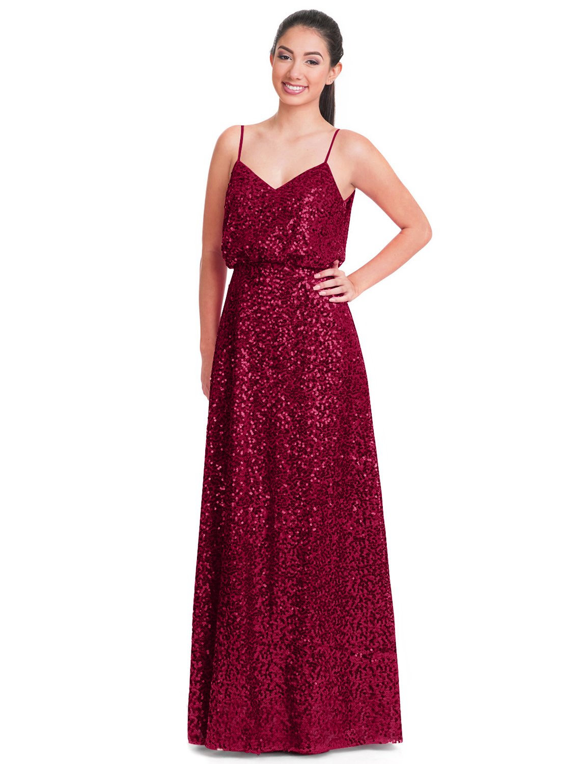 PLMS Women's Mother Of The Bride Dresses V Neck Backless Sequins Prom